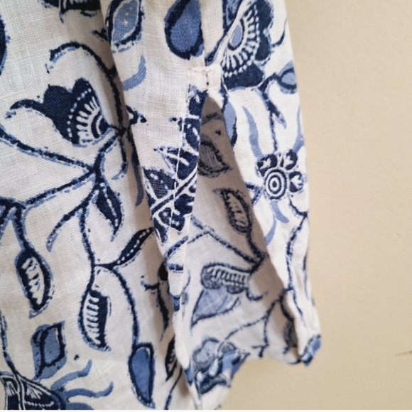 TAHARI Linen White Blue  Floral  Long Sleeve Button Down Shirt SZ 1X - Picture 5 of 8